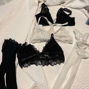 Mixed bralette and stockings